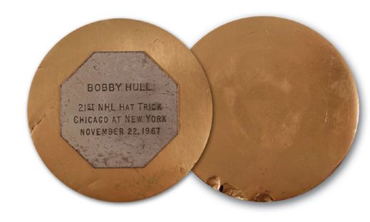 Bobby Hulls 1967-68 21st Career NHL Hat Trick Puck