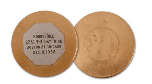 Bobby Hulls 1968-69 23rd Career NHL  Hat Trick Puck
