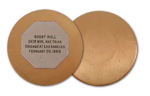 Bobby Hulls 1968-69 24th Career NHL Hat Trick Puck