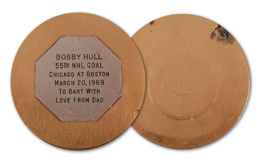 Bobby Hulls 1968-69 Record-Breaking 55th NHL Goal Puck