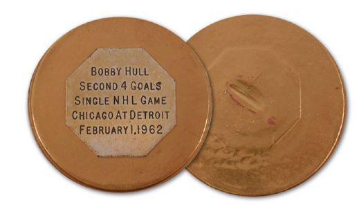 Bobby Hulls 1961-62 Second 4-Goal Game Goal Puck