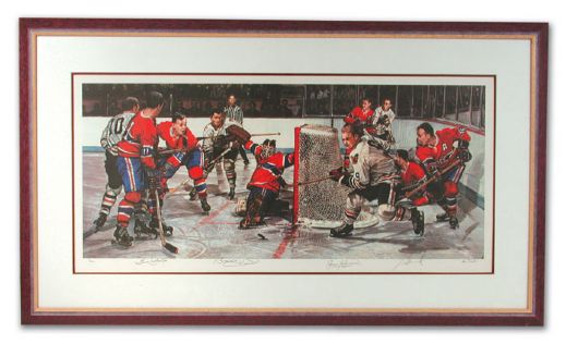 Bobby Hulls Black Hawks vs. Canadiens Limited Edition Autographed Lithograph (40" x 23")
