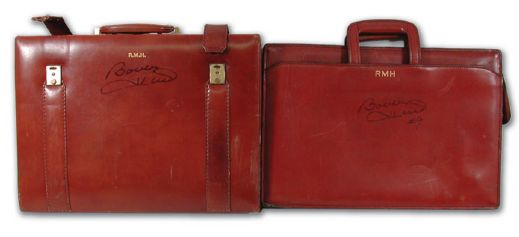 Bobby Hulls Autographed  Vintage Leather Briefcase Collection of 2
