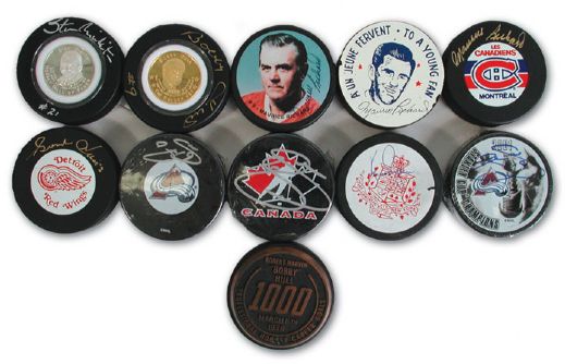 Bobby Hulls Autographed Puck Collection of 11