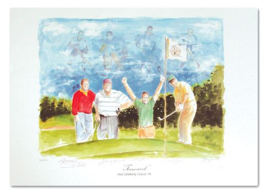 Hull, Bower, Keon & Kelly Autographed Golf Lithograph Collection of 3