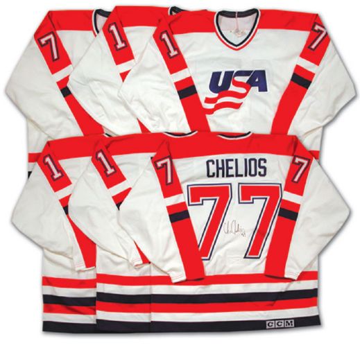 Team USA Autographed Jersey Collection of 3 Including Roenick & Chelios