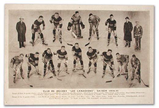 1934-35 Montreal Canadiens Team Photo (12" x 8")