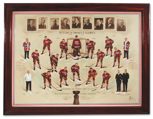 Exceptional 1930-31 Montreal Canadiens Framed Team Collage (34" x 26")