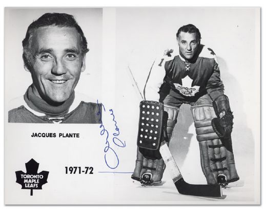 1970s Jacques Plante Autographed Toronto Maple Leafs Photo