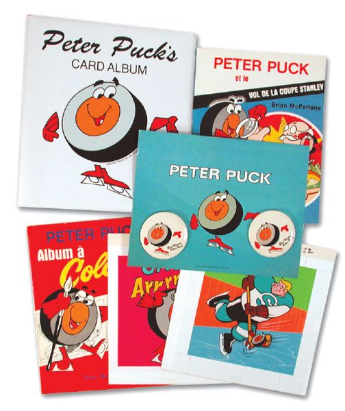 Brian McFarlanes Peter Puck Collection of Original Cells, Books & Pins
