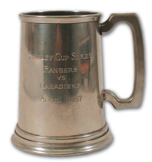 1957 Rangers vs. Canadiens Playoff Souvenir Pewter Mug