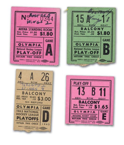 Vintage Detroit Red Wings Stanley Cup Playoff Ticket Stub Collection of 4