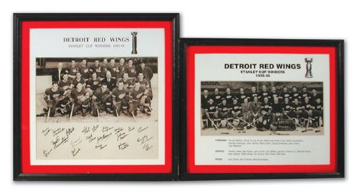 1935-36 and 1942-43 Detroit Red Wings Framed Team Photos