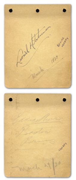1929-30 Boston Bruins Autographed Booklet Pages