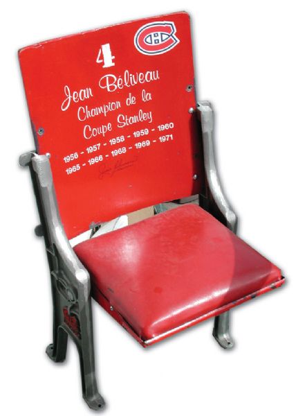Jean Beliveau Autographed Red Montreal Forum Single Seat