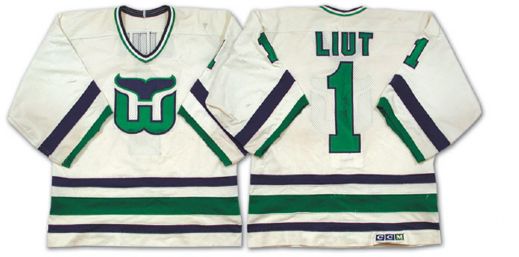 Mike Liuts 1980s Hartford Whalers Autographed Game Worn Jersey