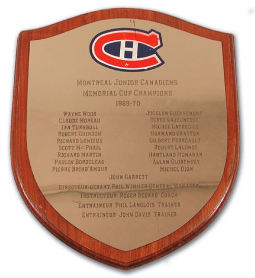 1969-70 Montreal Junior Canadiens Memorial Cup Championship Wall Plaque