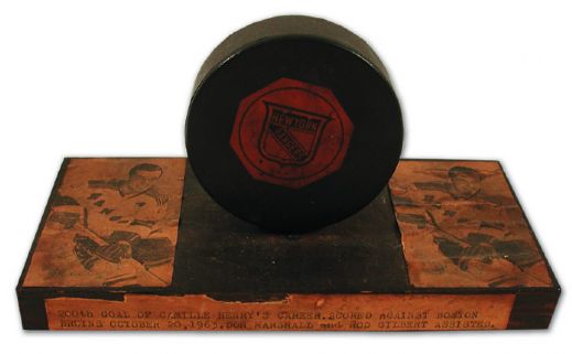 Camille Henrys 1963-64 New York Rangers 200th NHL Career Goal Puck