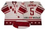 Nicklas Lidstroms Autographed Game Worn Jersey from the Igor Larionov Farewell Game