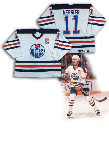 1990-91 Mark Messier Game Worn Edmonton Oilers Jersey - Messiers Last Oilers Jersey! (photo matched)