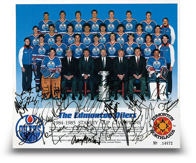 Lot Detail 1984 85 Edmonton Oilers Championship Team Signed Photo 8x10 