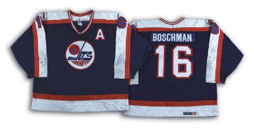 1980s Laurie Boschman Winnipeg Jets Game Worn Jersey