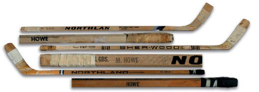 Gordie, Mark and Marty Howe Game Used Stick Collection of 3