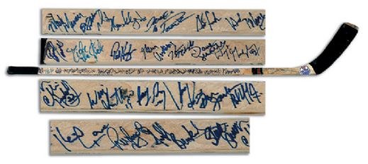 1985 Edmonton Oilers Stanley Cup Champions Team Signed Mark Messier Game Used Stick
