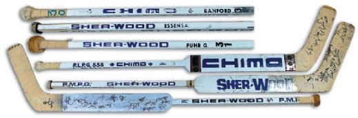 1990s Fuhr, Ranford & Essensa Autographed Game Used Goalie Sticks