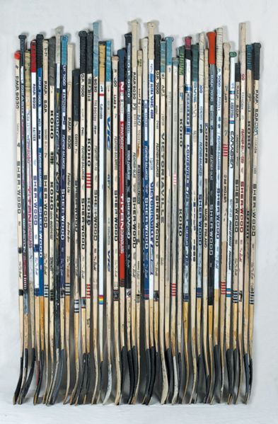 Massive Edmonton Oilers Game Used Stick Collection of 65