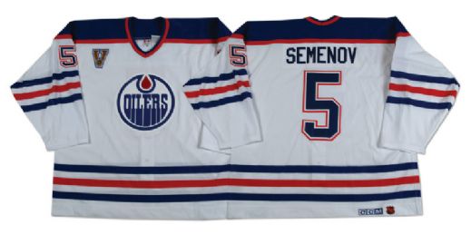 Alexei Semenovs Edmonton Oilers Heritage Classic Warm-up Jersey
