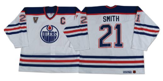 Jason Smiths Edmonton Oilers Heritage Classic Warm-up Worn Jersey