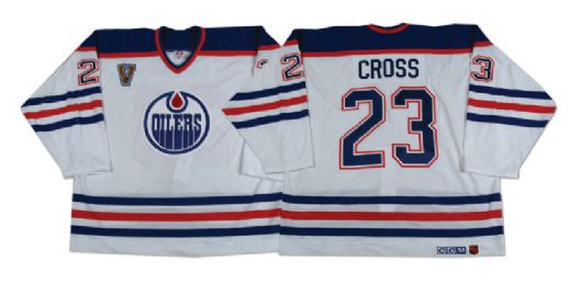Cory Cross Edmonton Oilers Heritage Classic Warm-up Worn Jersey