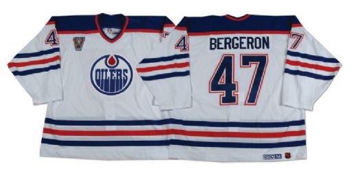 Marc-Andre Bergerons Edmonton Oilers Heritage Classic Warm-up Worn Jersey
