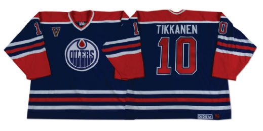 Esa Tikkanens Edmonton Oilers Heritage Classic Mega Stars Warm-up Worn Jersey