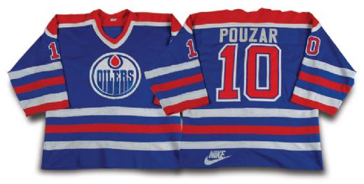1983-84 Jaroslav Pouzar Edmonton Oilers Stanley Cup Finals Game Worn Nike Jersey