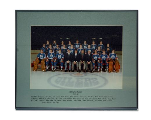 1980-81 Edmonton Oilers Framed Official Team Photo From Locker Room