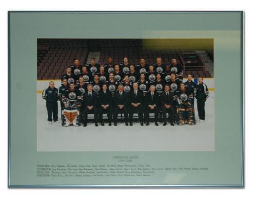 2001-2002 Edmonton Oilers Framed Official Team Photo From Locker Room