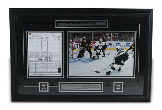 Wayne Gretzky "802 Goal"  Autographed Framed Score Sheet & Photograph