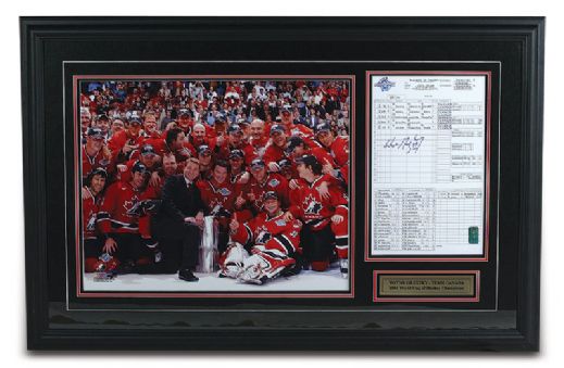 Wayne Gretzky "2004 World Cup" Autographed Score-Sheet & Framed Photograph