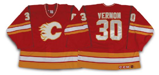 1993-94 Mike Vernon Calgary Flames Game Worn Jersey