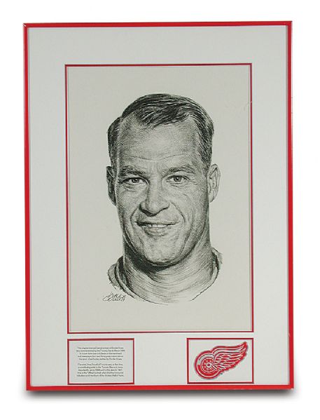 Original Irma Coucill Charcoal Portrait of NHL Great Gordie Howe