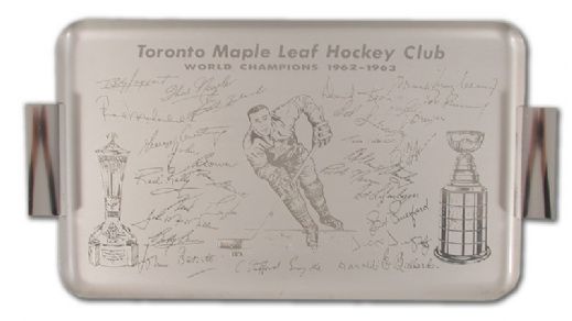 1962-63 Toronto Maple Leafs Championship Tray Given to the Plantes by Harold Ballard