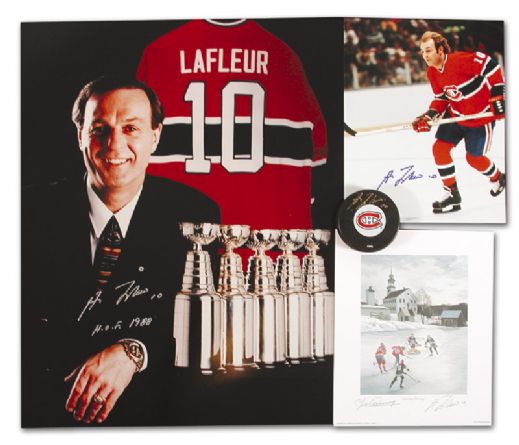 Guy Lafleur Autographed Memorabilia Collection of 5