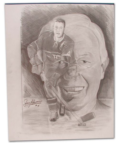 Jean Beliveau Autographed Black & White Artwork