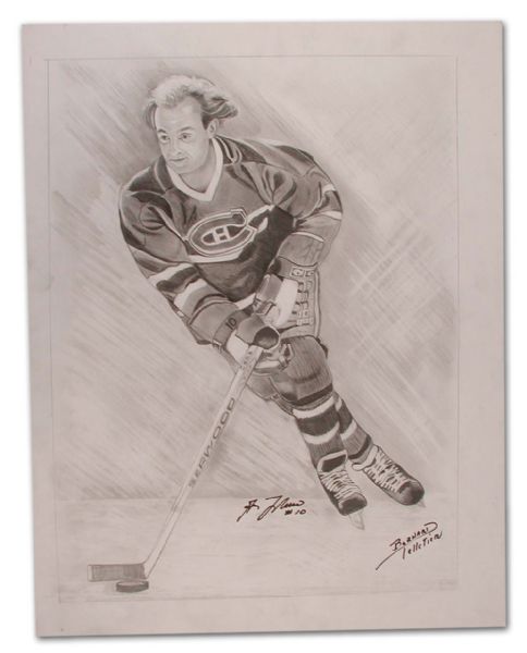 Guy Lafleur Autographed Black & White In Action Drawing