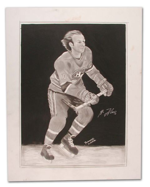 Guy Lafleur Autographed Black & White In Action Artwork