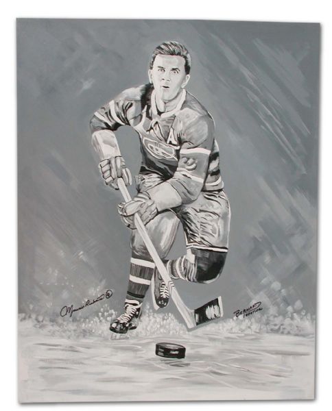 Maurice Richard In Action Black & White Painting