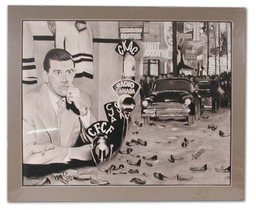 Maurice Richard Autographed Black & White “Richard Riot” Artwork