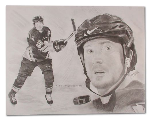 Mario Lemieux Black & White Artwork